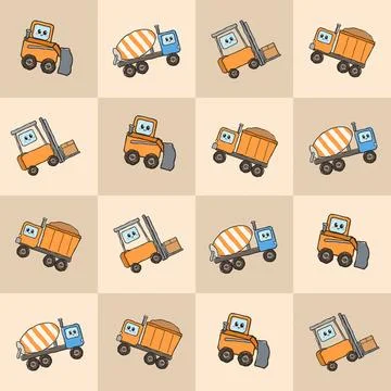 Cute construction vehicles seamless pattern for childrens designs and textile Stock Illustration