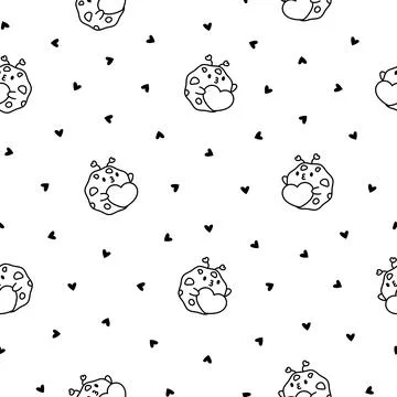 Cute cookies. Seamless pattern. Coloring Page. Stock Illustration