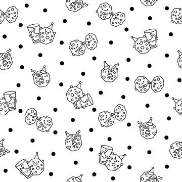 Cute cookies. Seamless pattern. Coloring Page. Illustrazione stock