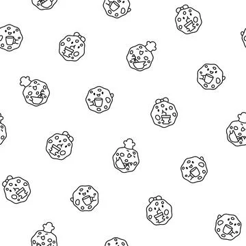 Cute cookies. Seamless pattern. Coloring Page. 스톡 일러스트