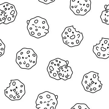 Cute cookies. Seamless pattern. Coloring Page. 库存插图