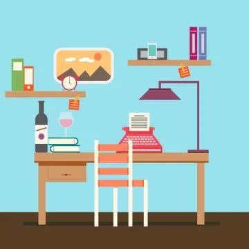Cute Copywriter workspace vector Stock Illustration