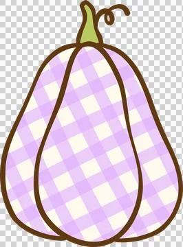 Cute Coquette Autumn Gingham Patterned Pumpkin Hand Drawn Stock Illustration