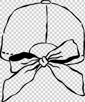 Cute Coquette Back of Baseball Cap Outline With Bow Whimsical Hand Drawn. Иллюстрация