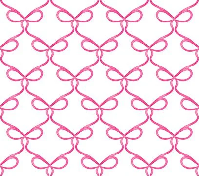 Cute coquette pattern seamless pink ribbon bow isolated on white background Stock Illustration