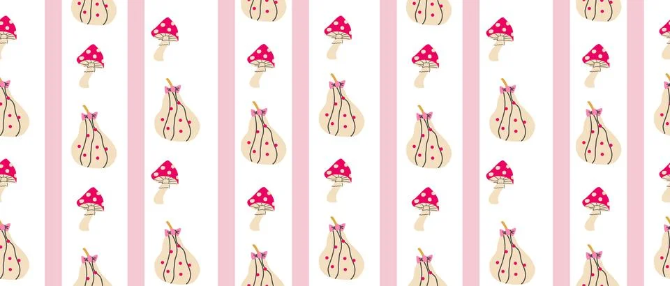 Cute coquette pumpkin pattern with girly elements. Stock Illustration
