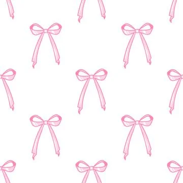Cute coquette seamless pattern seamless pink ribbon bow. Ballet core. Stock Illustration