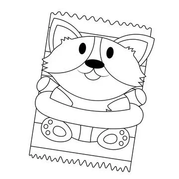 Cute Corgi dog on the beach with inflatable ring in black and white Stock Illustration