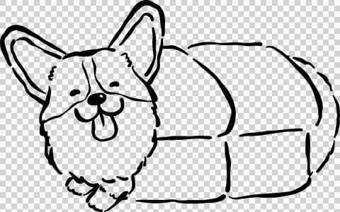 Cute Corgi Dog Outline Bread Loaf Shaped Cartoon Hand Drawn Doodle Stock Illustration
