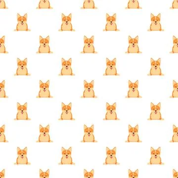 Cute corgi dog seamless pattern repeating background Stock Illustration