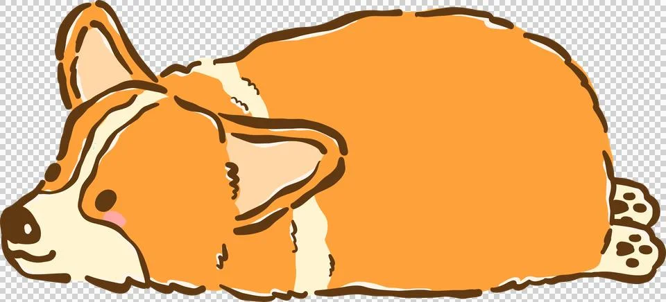 Cute Corgi dog sploot bread loaf shape cartoon hand drawn 스톡 일러스트