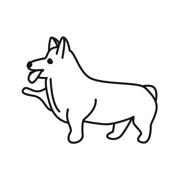 Cute corgi isolated vector illustration. Dog doodle outline icon. Stock Illustration