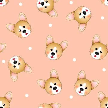 Cute Corgi on Light Orange Background Stock Illustration