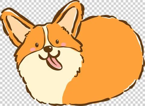 Cute Corgi sploot bread loaf shape cartoon hand drawn 스톡 일러스트
