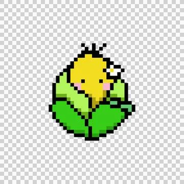 Cute corn character illustration pixel art design Stock Illustration