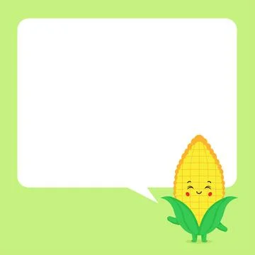 Cute Corn with Speech Bubbles Stock Illustration