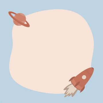 Cute cosmic a blot frame in simple cartoon hand-drawn style. Stock-Illustration