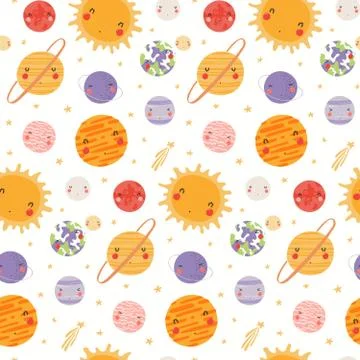 Cute cosmic seamless pattern Stock Illustration