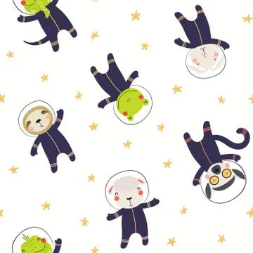 Cute cosmic seamless pattern Stock Illustration