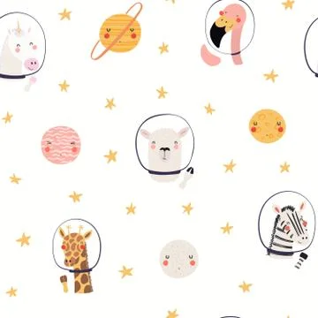 Cute cosmic seamless pattern Stockillustratie