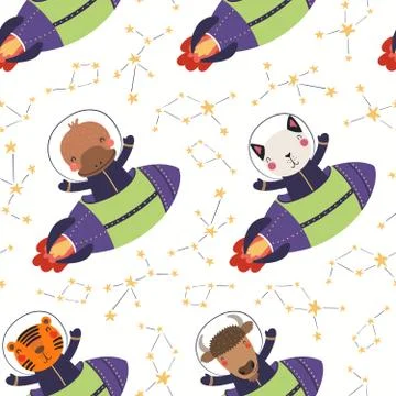 Cute cosmic seamless pattern 스톡 일러스트