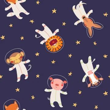 Cute cosmic seamless pattern Stock Illustration
