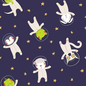 Cute cosmic seamless pattern Stock Illustration