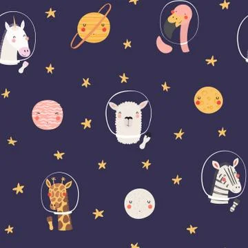 Cute cosmic seamless pattern Illustrazione stock