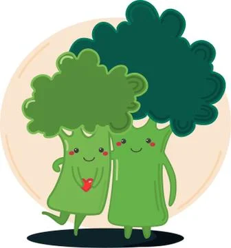 Cute couple of broccoli. Stock Illustration