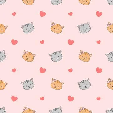Cute couple cat seamless pattern Stock Illustration
