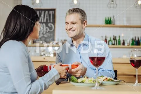 Cute couple celebtating an important date Stock Photos