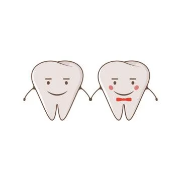 Cute couple cheerful teeth. Vector modern flat style cartoon character illust Stock Illustration