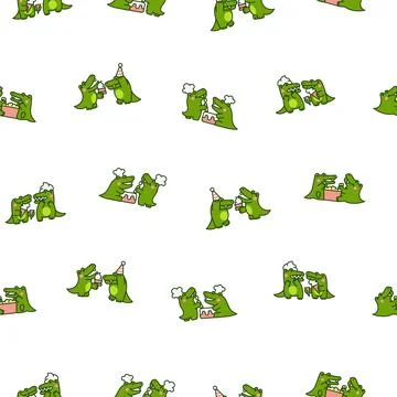 Cute couple crocodile. Seamless pattern. Stock Illustration