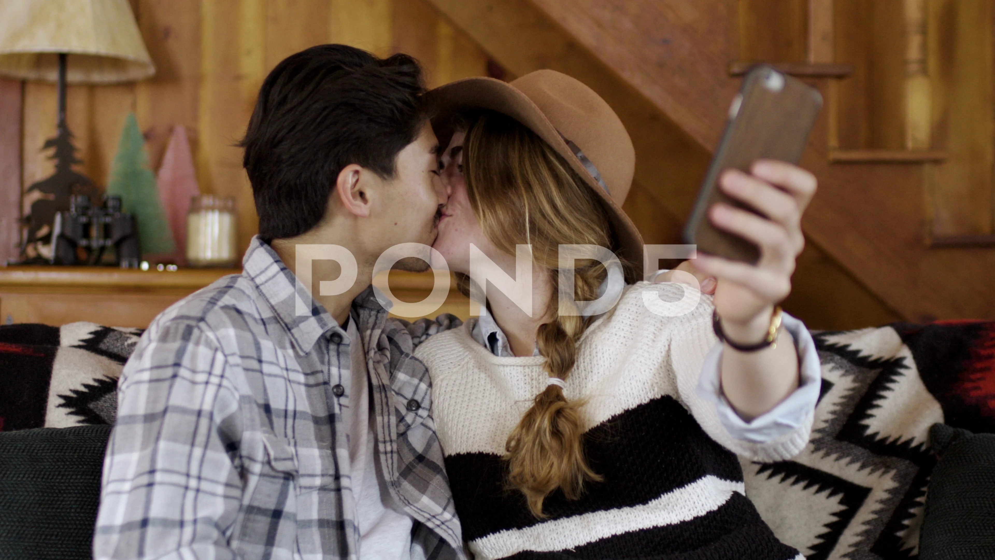 Cute Embraced Couple Posing In The Restaurant High-Res Stock Photo - Getty  Images