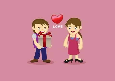 Cute Couple in Romantic Love Relationship Vector Cartoon Illustration Illustrazione stock