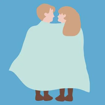 Cute Couples wrapped in shawl , Vector Illustration Stock Illustration