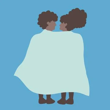 Cute Couples wrapped in shawl , Vector Illustration Stock Illustration