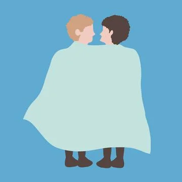 Cute Couples wrapped in shawl , Vector Illustration Stock Illustration