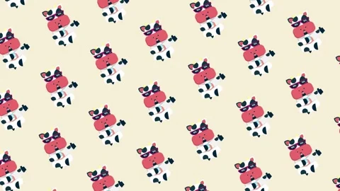 Cute cow drinking a bottle of milk seamless pattern looping animation Stock Footage 339294249
