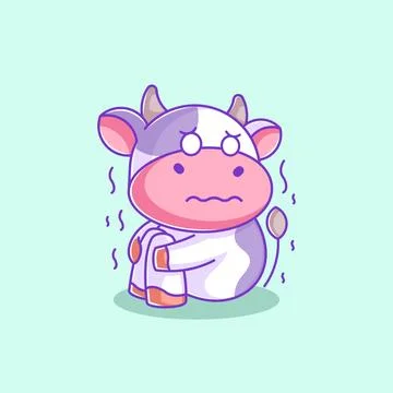 Cute cow is feeling so scared Ilustración de archivo