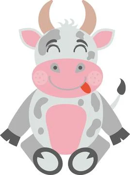 Cute Cow Sitting Vector Drawing Ilustración de archivo