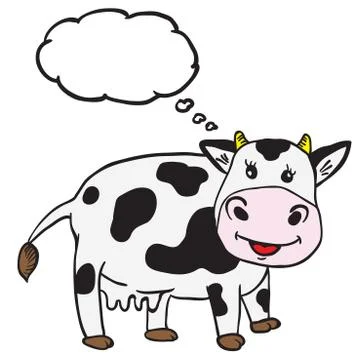 Cute cow with thought bubble Stock Illustration