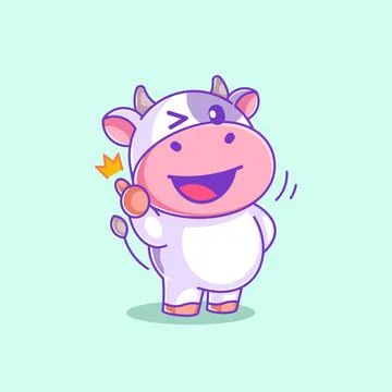 Cute cow with thumb up Stock Illustration