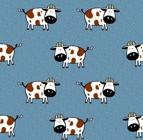Cute cows seamless pattern. childish background. animal illustration Stock Illustration
