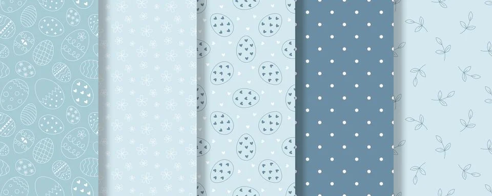 Cute cozy Easter collage of seamless patterns Stock Illustration