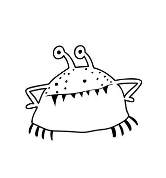 Cute Crab or Shellfish Monster Coloring Page Stock Illustration