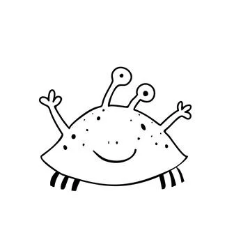 Cute Crab or Shellfish Monster Coloring Page Stock Illustration
