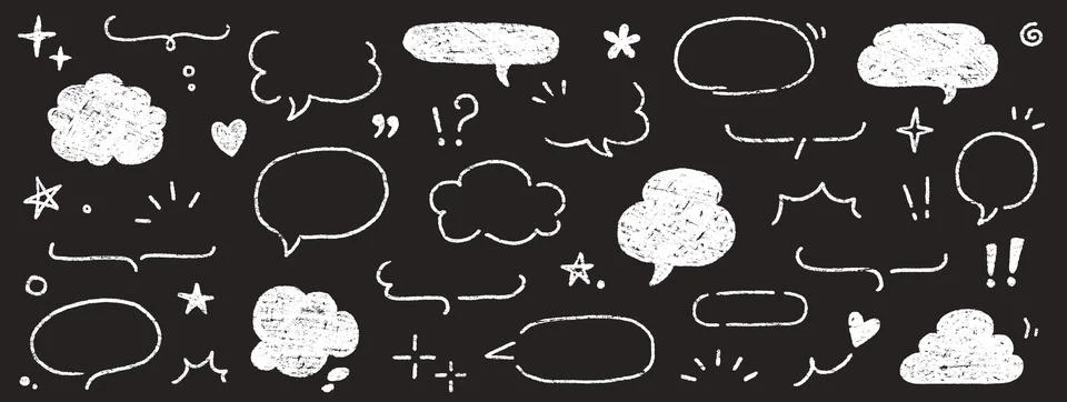 Cute crayon frame speech bubble set. Crayon chalkboard background speech bubble Stock-Illustration