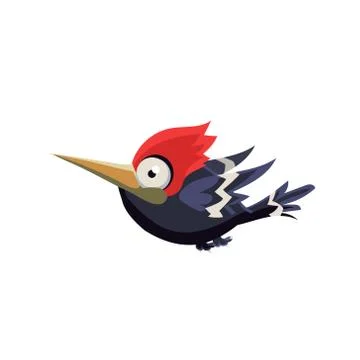 Cute Crazy Woodpecker Stock Illustration