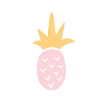 Cute creative pink doodle pineapple. Scandinavian stylish printable with hand Stockillustratie